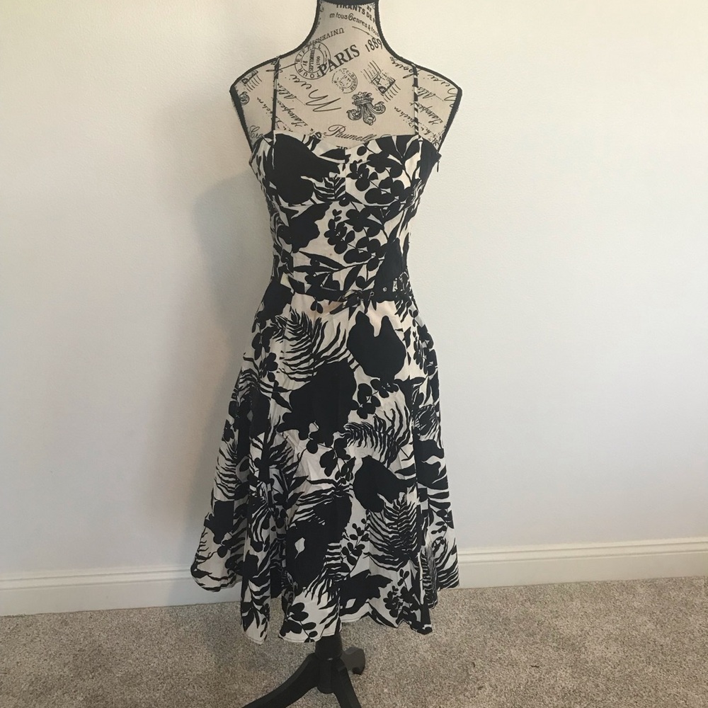 Zara Black and White Strapless A-Line Dress vintage rare